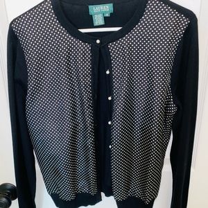 Lauren Ralph Lauren Polka Dot Pearl Button Cardigan 🖤